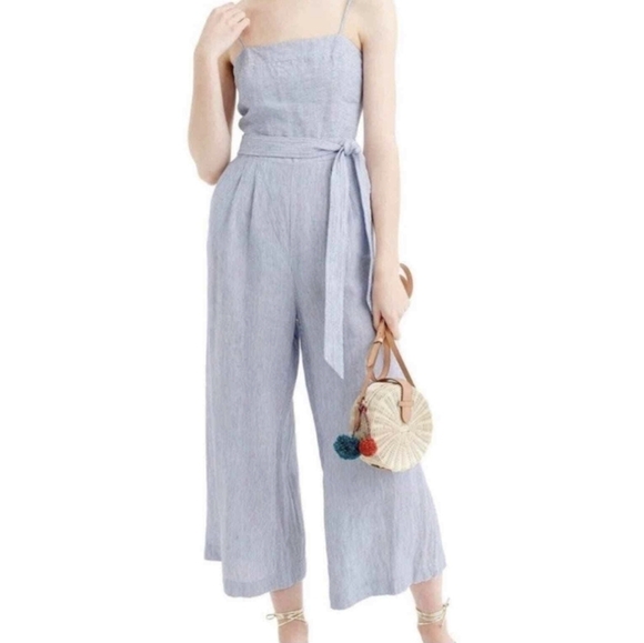 J. Crew linen stripped jumpsuit 2 - Picture 3 of 13